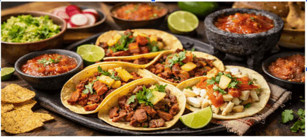 Mexikanische Tacos mit Limetten und Zutaten bei Arre Mexican Essen Berlin